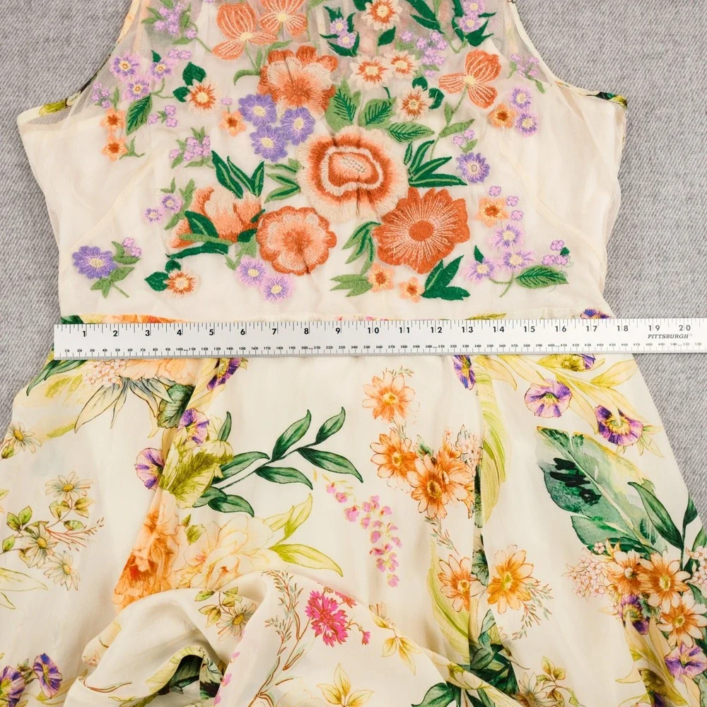 Anthropologie Maxi Dress Womens Floral Embroidered Sleeveless 16 Cream India